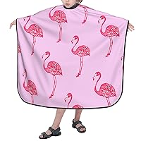 Children Hairdresser Apron With Adjustable Snap Closure Pink-Flamingo-Together 39x47 Inch Barber Cape Kids Hair Cutting Cape For Salon And Home