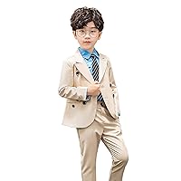 Boys Suit Blazer Pants 3-Piece Set with Tie or Bowtie Single-Breasted Jacket Casual Suit Jackets Sport Coats Outfits