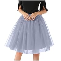 Tutu Skirt for Womens Tulle Layered Flowy Skirt Fashion Summer Mini Skirt Pleated Dance Princess A-Line Skirts