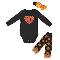 Petitebella Basketball Heart L/s Baby Bodysuit Leg Warmer Nb-18m
