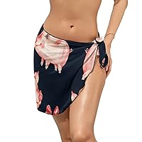 Pig and Bow Women's Short Sarongs Beach Wrap Bikini Cover Up S