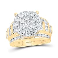 The Diamond Deal 10kt Yellow Gold Round Diamond Cluster Bridal Wedding Engagement Ring 3 Cttw