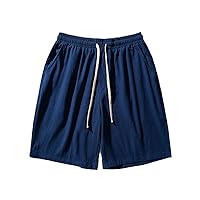 Cotton Shorts Men's Summer Beach Casual Shorts Loose Basic Pocket Shorts