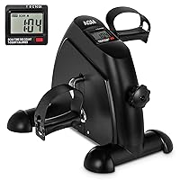 Mini Exercise Bike, AGM Under Desk Bike Pedal Exerciser Foot Cycle Arm & Leg Peddler Exerciser Machine with LCD Screen Displays (Black)