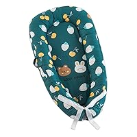 FACE TWO FACE Baby Lounger,Newborn Lounger for Baby, Snugly Fit Infant Lounger for Baby, Infant 100% Cotton Breathable Sleeping Bed for Newborn(Green Bear Rabbit)