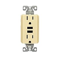 3.6A USB Type A Charger with TR Duplex Receptacle 15A/125V, Ivory