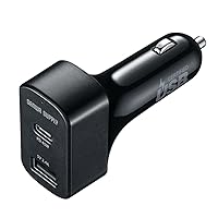 サンワサプライ USB Power Delivery対応カーチャージャー(2ポート・57W) スマホ・タブレット・ノートPC対応 CAR-CHR77PD