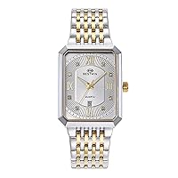 Avaner Men's Square Gold Watches: Stainless Steel Strap Analog Quartz Wristwatch with Calendar Luminous Pointer