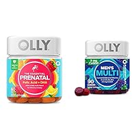 OLLY The Essential Prenatal Gummy Multivitamin, 30 Day Supply (Gummies), Sweet, Folic Acid & Men's Multivitamin Gummy, Overall Health and Immune Support, Vitamins A, C, D, E, B
