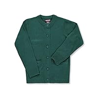 French Toast Big Girls' Crewneck & Welt Pocket Cardigan (Sizes 7-20) - Green