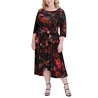 ROBBIE BEE Women's Plus Size Floral-Print Tie-Front Dress