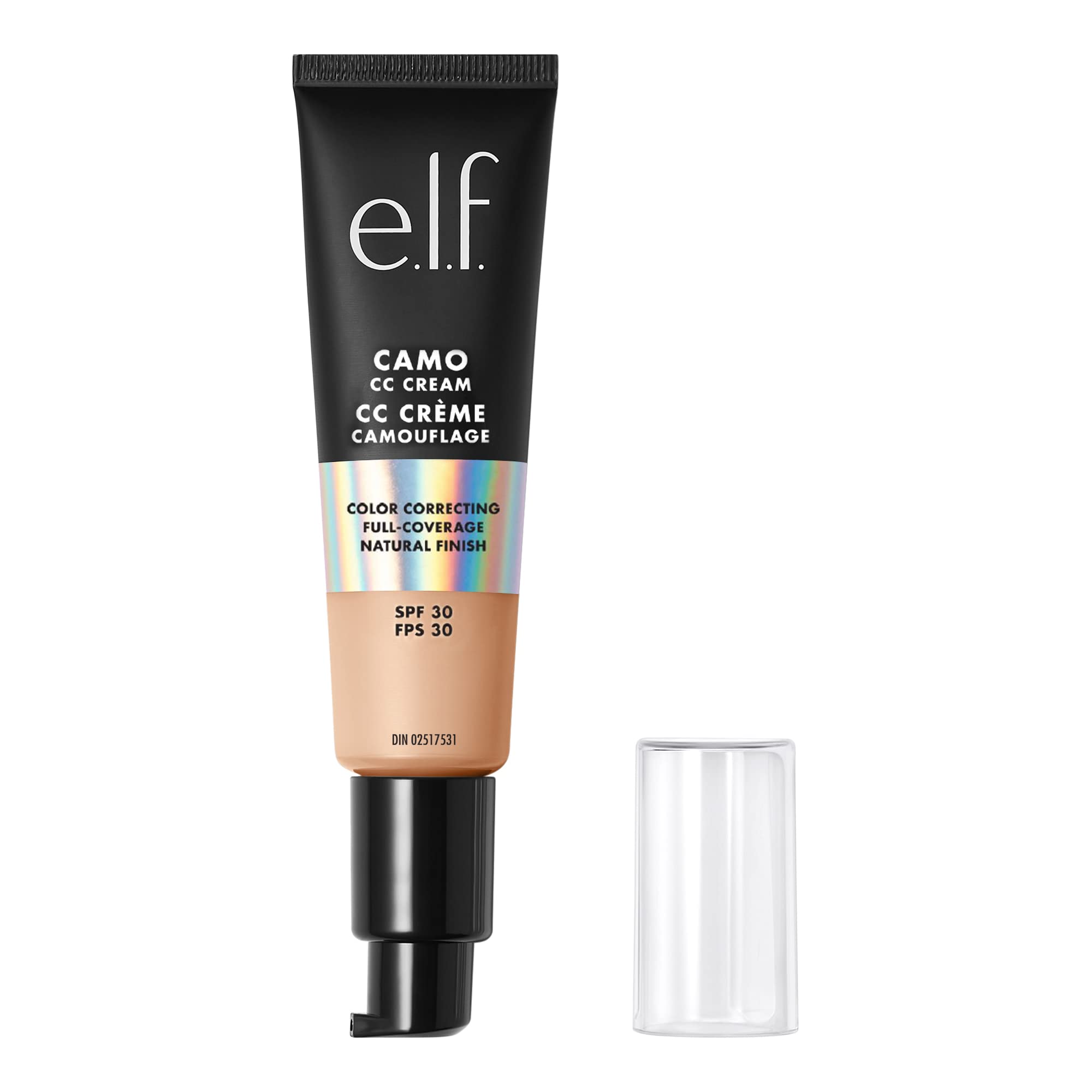 e.l.f. Camo CC Cream, Color Correcting Medium-To-Full Coverage Foundation with SPF 30, Light 210 N, 1.05 Oz (30g)