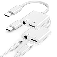 DESOFICON iPhone 15 Headphone Adapter,[MFi Certified] 2 Pack USB C to 3.5mm Headphone + Charger Adapter Type C to Aux Jack Dongle Cable with Fast Charging for iPhone 15/Pro Max/Plus, Galaxy, iPad Pro
