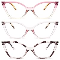 DXYXYO Cat Eye Reading Glasses for Women 3 Pack Anti Blue Light Computer Readers Stylish Retro with Spring Hinge