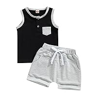 Toddler Baby Boy Summer Outfits Checkerboard Sleeveless Tank Tops Stretch Casual Shorts Set Cute Newborn Clothes