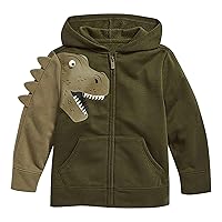 Toddler Boys Autumn And Winter 3d Dinosaur Print Long Sleeve Hooded Zip Jacket With Winter Coat for Toddlers Boys