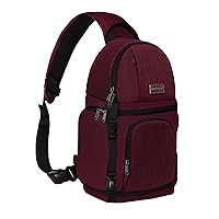 MOSISO Camera Sling Bag, DSLR/SLR/Mirrorless Camera Case Shockproof Photography Camera Backpack with Tripod Holder & Removable Modular Inserts Compatible with Canon/Nikon/Sony/Fuji, Wine Red