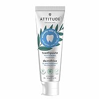 ATTITUDE Toothpaste with Fluoride, Prevents Tooth Decay and Cavities, Vegan, Cruelty-Free and Sugar-Free, Whitening, Peppermint, 4.2 Oz
