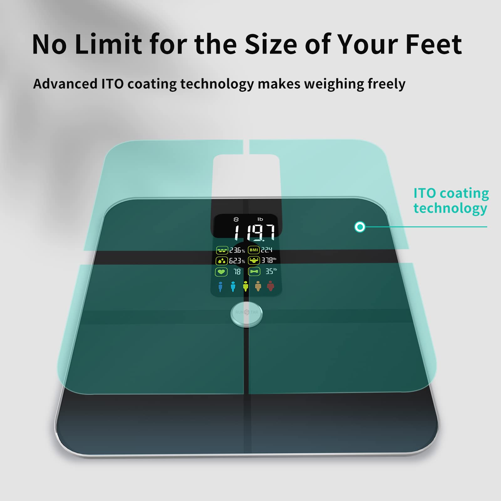 Body Fat Scale, Posture Extra Large Display Digital Bathroom Wireless Weight Scale Composition Analyzer with Heart Rate Heart Index & Body Shape Index with Free APP 400Lb Black