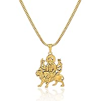 Sherawali Maa Gold Religious Stainless Steel Pendant Neckpiece | Certified and Authentic | Stylish & Fancy Necklace for All Men & Women