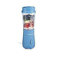 Hamilton Beach Portable Blender for Shakes and Smoothies with 14 Oz BPA Free Travel Cup and Lid, Durable Stainless Steel Blades for Powerful Blending Performance, Tranquil Blue (51172)