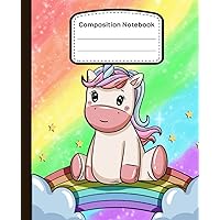 Composition Notebook Single Unicorn Cute: Rainbows Pattern Unicorn With Colorful | Composition Notebook Special Gift For Girls And Teen Girls, Kids, ... day | Wide Ruled 110 Pages | 7,5 x 9,25 Inch