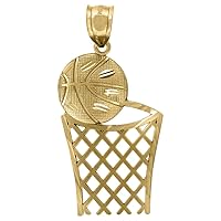 10k Yellow Gold Mens Basketball Sports Charm Pendant Necklace Measures 41.3x19.80mm Wide Jewelry for Men