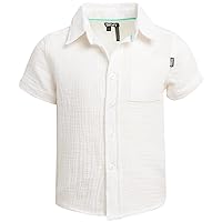 DKNY Boys' Shirt - Classic Fit Woven Short Sleeve Button Down Shirt - Casual Collared Shirt for Boys (4-20)