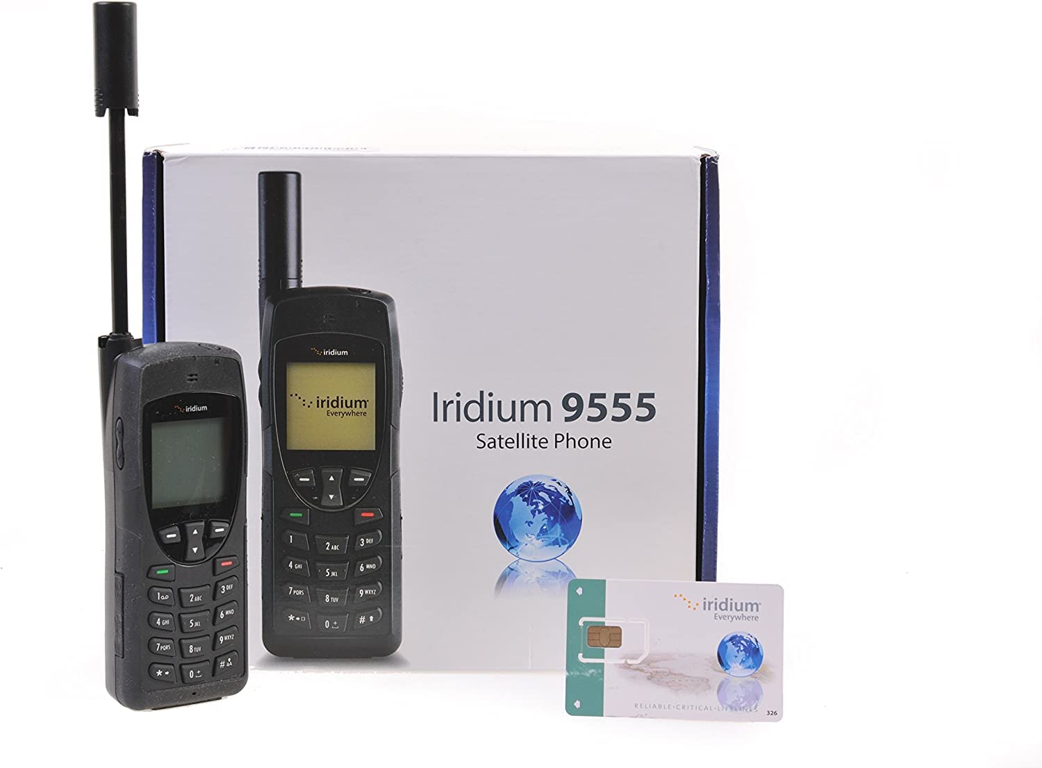 Iridium 9555 Satellite Phone Telephone with Prepaid SIM Card and 100 Airtime Minutes / 90 Day Validity - Voice, Text Messaging SMS Global Coverage