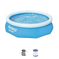 Bestway 57269E Fast Set Up 10ft x 30in Outdoor Round Inflatable Above Ground Swimming Pool Set with 330 GPH Filter Pump, Blue