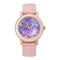 Milky Way Galsxy PU Leather Strap Watch Wristwatches Dress Watch for Women