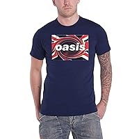 Oasis T Shirt Union Jack Classic Band Logo Official Mens Blue Size L