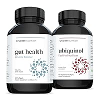 Smarter Gut Health Probiotics - Superior Digestive & Immune Support + Smarter Ubiquinol - Plant-Based Active CoQ10 for Heart, Liver, & Brain Health