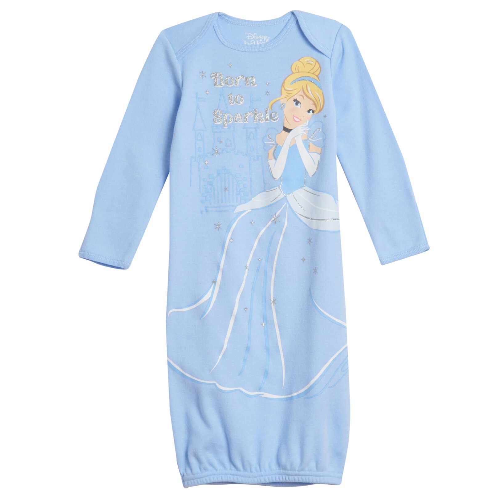 Disney Princess Cinderella Ariel Belle Tiana Princess & The Frog Baby Girls 3 Pack Long Sleeve Swaddle Sleeper Gowns Newborn