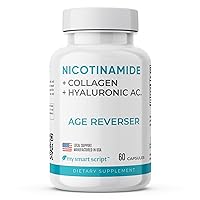 Anti Aging Supplement | Nicotinamide B3, Collagen Peptides & Hyaluronic Acid | Helps Skin Nourishment, Elasticity and Hydration | Flush Free and Cell Repair | One capsule a day - 60 Capsules.