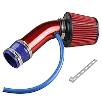 Cold Air Intake Pipe, 76mm 3 Inch Universal PerCompatible withmance Car Cold Air Intake Turbo Filter Aluminum Automotive Air Filter Induction Flow Hose Pipe Kit (Red)