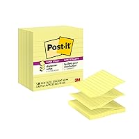 Post-it Super Sticky Dispenser Pop-up Notes, 5 Lined Sticky Note Pads, 4 x 4 in., 2X the Sticking Power, School Supplies and Oﬃce Products, Use with Post-it Note Dispensers, Canary Yellow