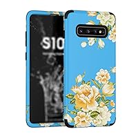 for Samsung Galaxy Note 10 9 8 Ultra Pro Case, Exquisite Durable Silicone + PC Phone Case, Charming Floral Pattern Protector Cover Full Body Rugged Bumper(Blue,Note 9)