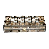 S Backgammon Set and Chess Board from Lebanon | 3 in 1 | Classic Handmade Wooden Backgammon | Vintage Real Mosaic Inlay | Free DHL Express