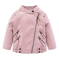Mud Kingdom Little Boys Girls Motorcycle Jacket Collared Faux Leather