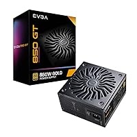 EVGA 850 GT, 80 Plus Gold 850W, Fully Modular, Auto Eco Mode with FDB Fan, 100% Japanese Capacitors, 7 Year Warranty, Includes Power ON Self Tester, Compact 150mm Size, Power Supply 220-GT-0850-Y1