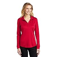 Port Authority Ladies Silk Touch Performance Long Sleeve Polo. L540LS S Red