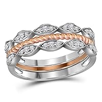 TheDiamond Deal10kt Two-tone Gold Womens Round Diamond Stackable Rope Band Ring 1/5 Cttw