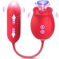 Sucking Sex Toys for Women - Rose Vibrator with Dildo Adult Toys, Sex Stimulator Sucker with 9 Sucking & 9 Thrusting G Spot Vibrators Clitoral Nipple Toys for Womens Sex