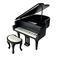 Melody Jane Dolls Houses Grand Piano & Bench 1:12 Scale Black, Music Room Furniture for Miniature Toy