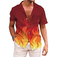 KYKU Men's Casual Button-Down Shirts Hawaiian Shirt Short Sleeve Beach Clothes with Pockets
