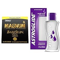 TROJAN Magnum BareSkin Large 24 Count Condoms and Astroglide 5oz Water Based Personal Lubricant Bundle