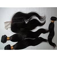 HairPR Hair 100% Chinese Virgin Human Hair 1 Mid Part Closure (4X4)+3 Bundles 10
