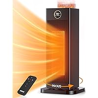 PROUS Space Heaters for Indoor Use, 2023 Upgraded PTC Space Heater Large Room 1500W, 2s Fast Heating Heater with Humidifier/3D Flame Effect/Oscillating, Heater for Bedroom, Office, Heat Up 260 sq.ft