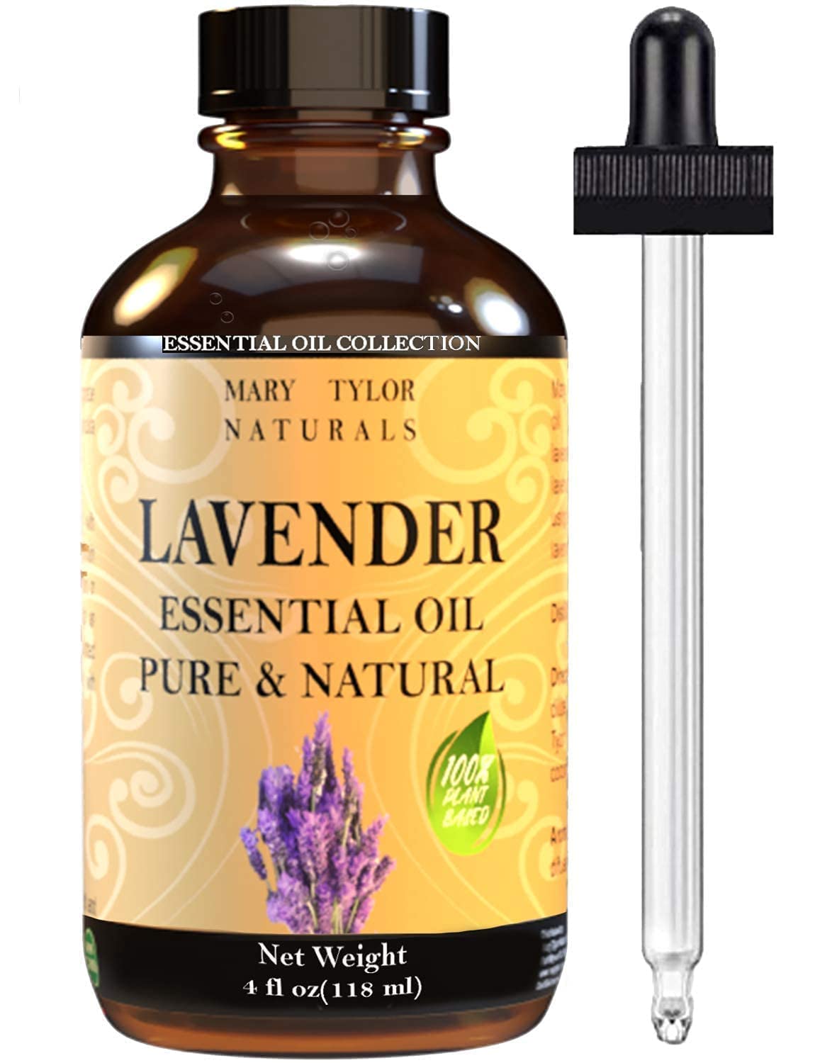 Lavender Essential Oil (4 oz) Premium Therapeutic Grade, 100% Pure and Natural, Perfect for Aromatherapy, Diffuser, DIY by Mary Tylor Naturals